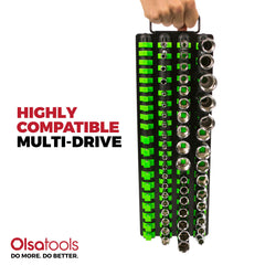 Olsa Tools filled tray with sockets in garage, faster workflow benefit