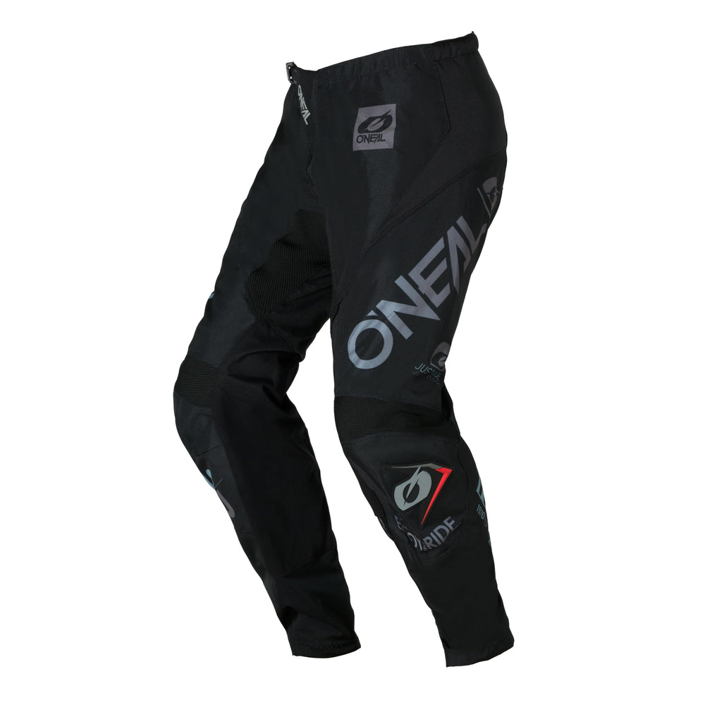 O'NEAL front view of pant showing fit and protective panels for confident riding