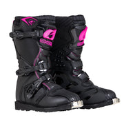 O'NEAL boot front profile showing protection and sporty black-pink look