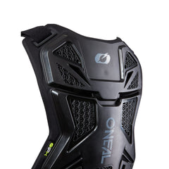 O'NEAL rear view highlighting back plate certification and secure fit benefits