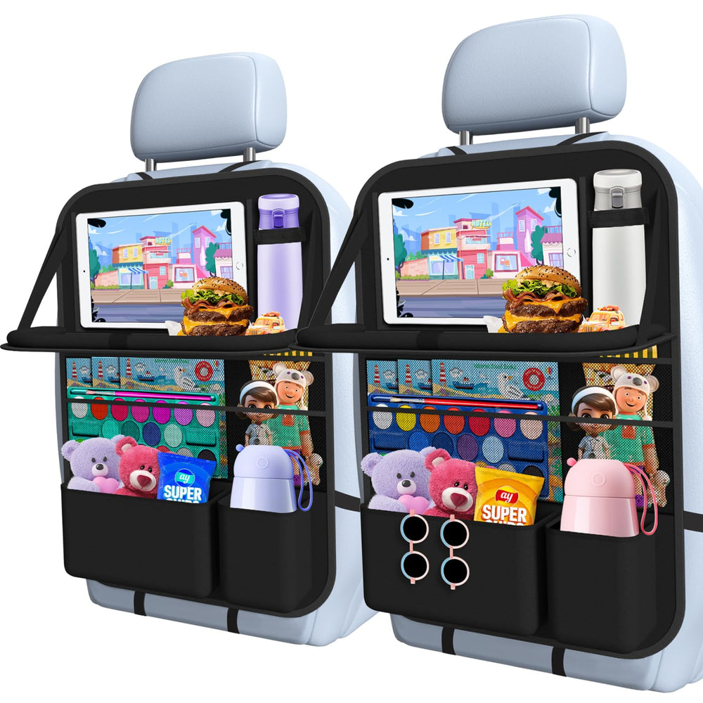 Oneyus front view seat organizer showing neat pocket layout for easy access