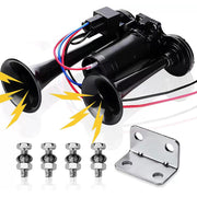 Onimento dual trumpet front view showing bold horn and visibility benefit