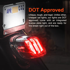 ONLINE LED STORE tail light installed on Harley fender demonstrating polished look and clear signaling benefit