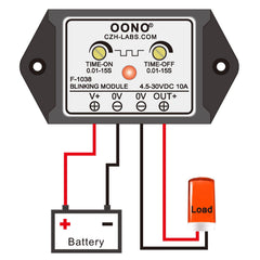 OONO close-up of 25-turn potentiometers for precise ON and OFF time adjustment benefit