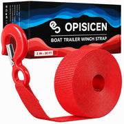 OPISICEN front view showing full bundled winch strap and hook, durable replacement