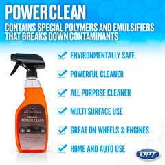 Optimum Power Clean applied in engine bay for grease removal and easier cleanup