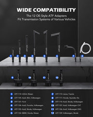 Orion Motor Tech spread of 12 aluminum adapters showing compatibility options