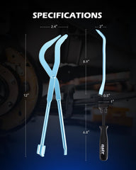 Orion Motor Tech dual-ended spring pliers detail showing notched and socket ends for safe springs