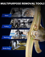 Orion Motor Tech three pullers side-by-side showing size range and reach