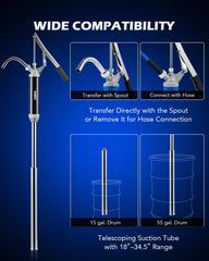 Orion Motor Tech telescoping suction tube extended to show adjustable drum fit and depth control