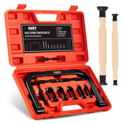 Orion Motor Tech front view of full valve spring compressor kit showing parts and benefits