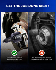 Orion Motor Tech kit pressing a wheel bearing to prevent knuckle damage