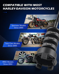 Orion Motor Tech puller installed on a Harley wheel, safe bearing removal benefit