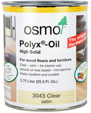 Osmo Polyx-Oil front label showing product name and clear satin benefit
