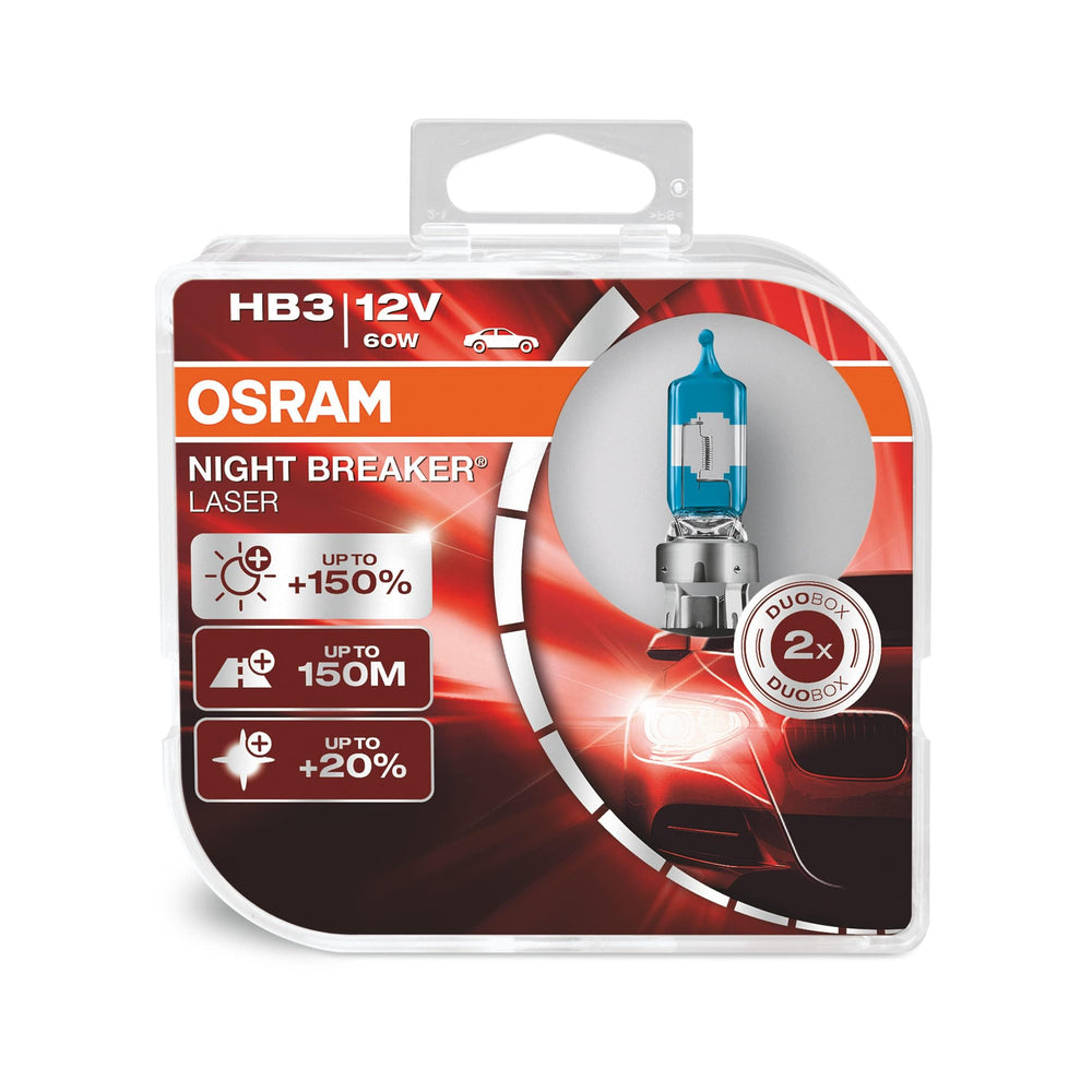 OSRAM NIGHT BREAKER LASER front packaging showing duo box and branding, clear product ID and benefit