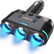 OTOOKAYA front view showing three sockets and two USBs for flexible charging