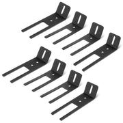 Otoolling front display of eight black U-brackets showing compact packaging benefit