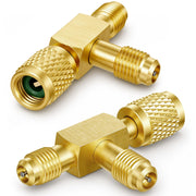 Otoolling front view of brass charging tee showing form and benefit