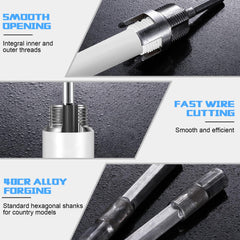 Otoolling cutter installed in drill demonstrating easy use and faster pipe preparation