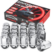 OTUAYAUTO front view of 20-piece lug nut set showing polished chrome and packaging, ensures correct replacement