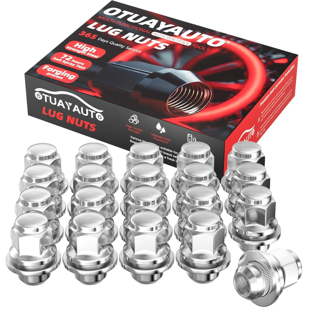 OTUAYAUTO front packaging showing 20PCS mag seat lug nuts and kit contents, clear identification benefit
