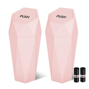 OUDEW front view of pink trash can showing compact design and style benefit