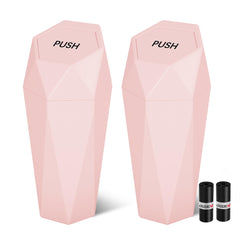 OUDEW front view of pink trash can showing compact design and style benefit