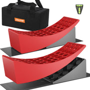 OULEME kit front view showing ramps chocks mat and carry bag for compact transport