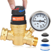 OULEME front view regulator showing compact brass body and inlet/outlet benefits