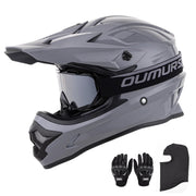 Oumurs helmet front view with visor showing protection and sun blocking