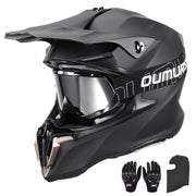 Oumurs front view helmet showing matte black finish and confident protection