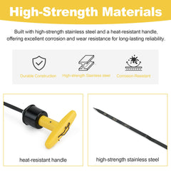 Outopakkle stainless-steel shaft detail highlighting corrosion resistance benefit