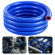 Outus front view of 10ft blue silicone hose showing full coil, durable and flexible