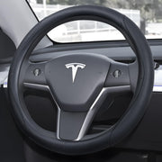 Ouzorp front view of steering wheel cover showing sleek black finish and premium look