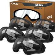 OXG front view showing five-pair pack and included goggles, ready for group use