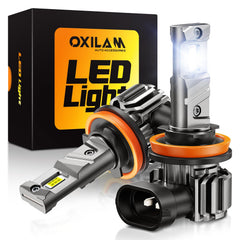 OXILAM front packaging showing H11 H9 LED bulbs and pack benefits
