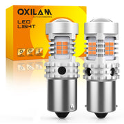OXILAM front view of packaging showing bulbs and benefits for clear signaling