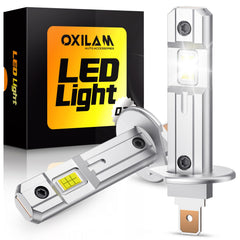 OXILAM H1 front view showing compact, true-to-halogen shape and bright output benefit