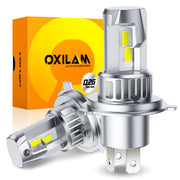 OXILAM H4 9003 front view showing bright LED array and compact design for easy fit