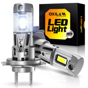 OXILAM front packaging showing the H7 LED bulbs and benefit of quick installation