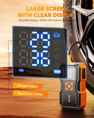 OXILAM LED display in inflation mode showing precise pressure readout benefit
