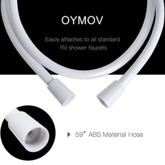 OYMOV pause valve handle close-up highlighting on/off control for immediate water savings