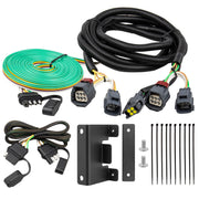 Oyviny front view of harness showing plug and connectors for easy hookup