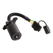 Oyviny front view of adapter showing connectors and compact length for easy towing