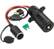 Oyviny front view of 7‑pin to lighter adapter showing plug and socket, durable power solution