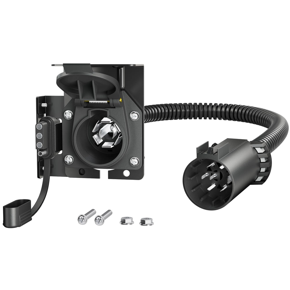 Oyviny front view of adapter showing both 7-way and 4-way outputs for flexible towing