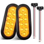 Oyviny front view of 6-inch amber oval LED light showing clear lens and bright LEDs for visibility