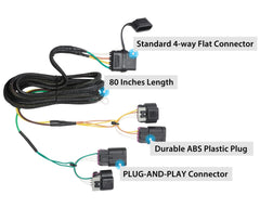 Oyviny full wiring harness stretched to show 80-inch length for flexible installation