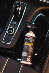 P & S Swift Clean & Shine applied to leather seat restoring color and suppleness