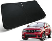 PAIMOHO front view showing perfect fit on Grand Cherokee windshield keeps interior cool